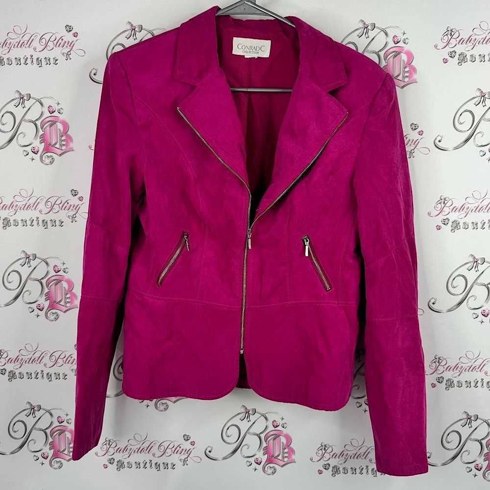 Conrad C collection jacket zip up pink soft Fuchsia Blazer Jacket
